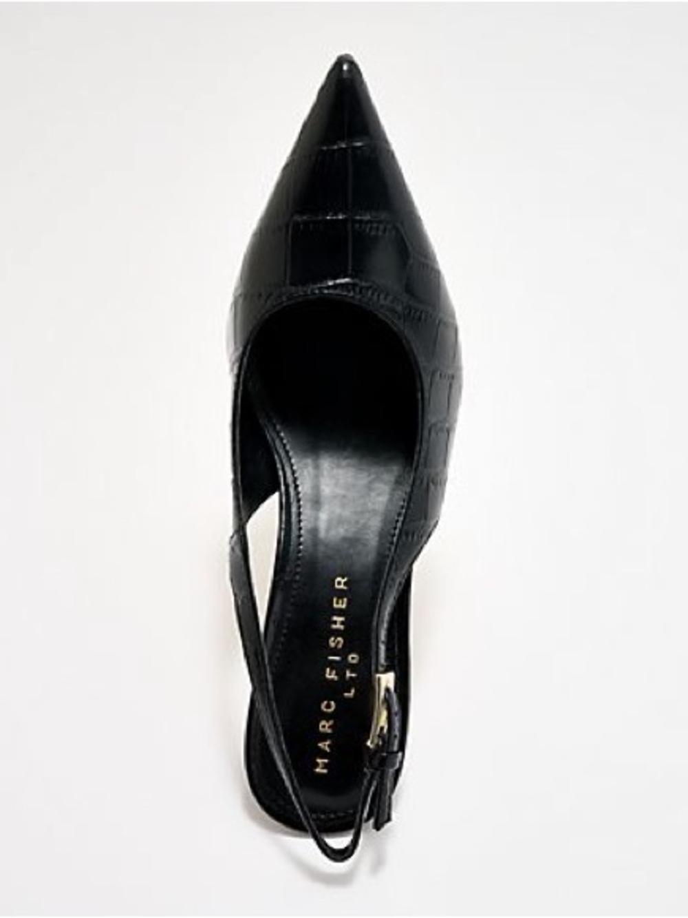 Marc Fisher LTD Dorie2 slingback pumps in a black crocodile-embossed leather - Picture 4 of 8